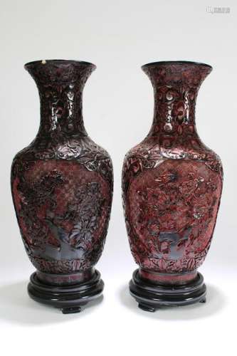 Pair of Chinese Nature-sceen Fortune Vases