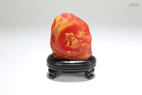 An Estate Chinese Soapstone Figure Display