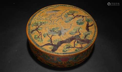 A Chinese Circular Crane-fortune Inner-cycle Wooden Box