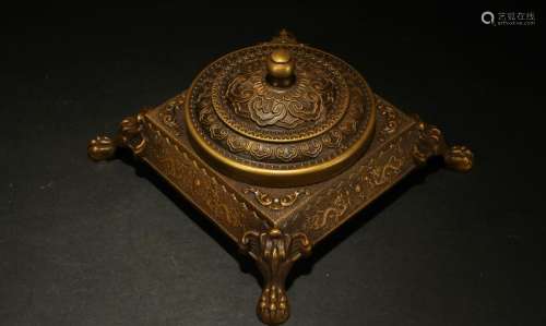 A Chinese Ancient-framing Square-based Religious Lidded