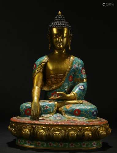 An Estate Chinese Cloisonne Lotus-seated Buddha Statue