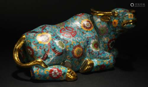 An Estate Chinese Bull-portrait Cloisonne Statue