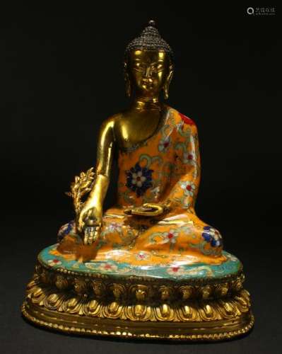 An Estate Chinese Lotus-seated Religious Cloisonne