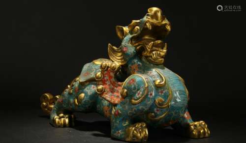 An Estate Chinese Myth-beast Detailed Cloisonne Statue
