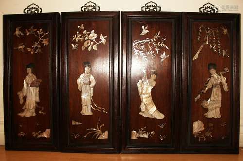 A Chinese 4-pannel Estate Wooden Collection Wall