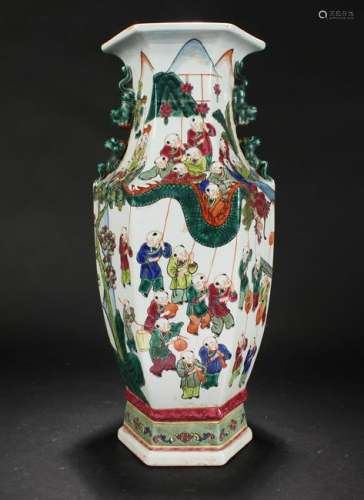 A Chinese Hexa-fortune Estate Story-telling Porcelain