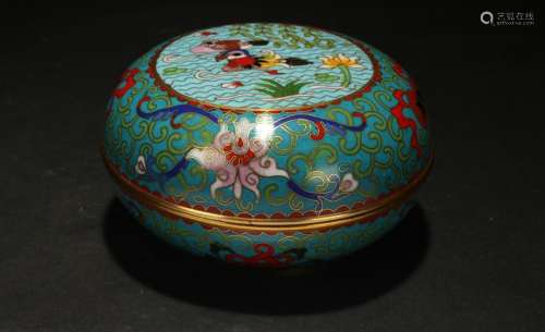 A Chinese Lidded Estate Cloisonne Box Display