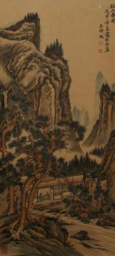 A Chinese Poetry-framing Landscape Estate Scroll