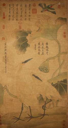 An Estate Chinese Crane-fortune Display Scroll