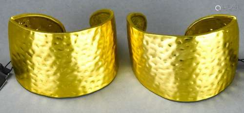 Pair of Vintage Kenneth Jay Lane Gilt Metal Cuffs