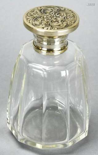 Antique Chased 800 Silver & Crystal Perfume Bottle