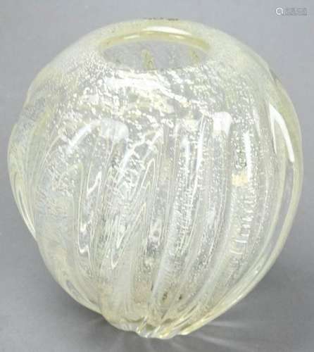 Vintage Italian Murano Art Glass Vase w Silver