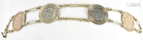 Antique 19th C Haitian Coin Mount Bracelet