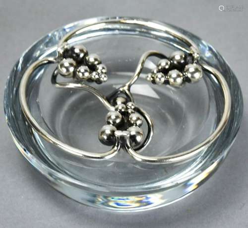 Hallmarked Danish Modern Sterling & Crystal Dish