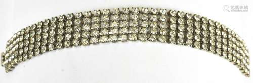 Vintage Five Row Faux Diamond Rhinestone Bracelet