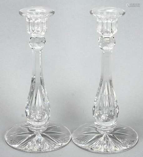 Pair Tuthill American Brilliant Glass Candlesticks