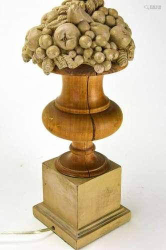 French Country Provencal Style Urn & Fruit Lamp