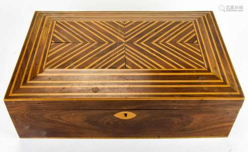 Antique Marquetry Wood Inlaid Jewelry or Table Box