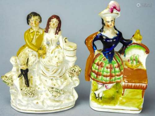 Two Antique 19th C English Staffordshire Statues
