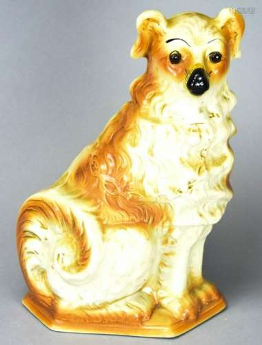 Large 19th C Antique English Staffordshire Dog