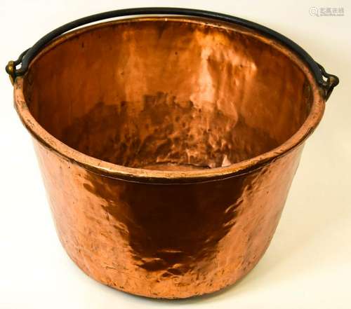 Large Hammered Copper Fireplace Bucket w Handle