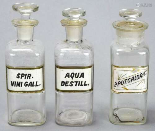 Three Antique C 1900 Medical Apothecary Bottles