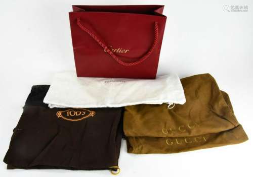 Group of Designer Dust Covers & Cartier Bag