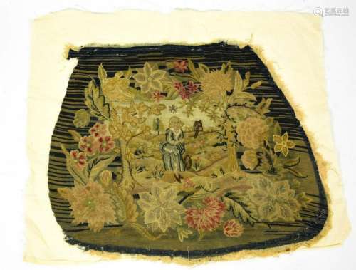 Antique 19th C Petite Point Tapestry Seat Cover