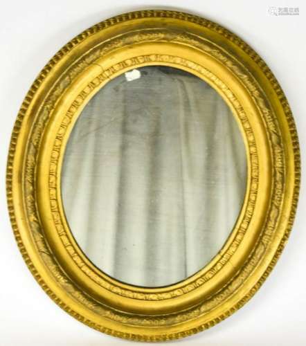 Antique 19th C Carved & Gilded Oval Wall Mirror
