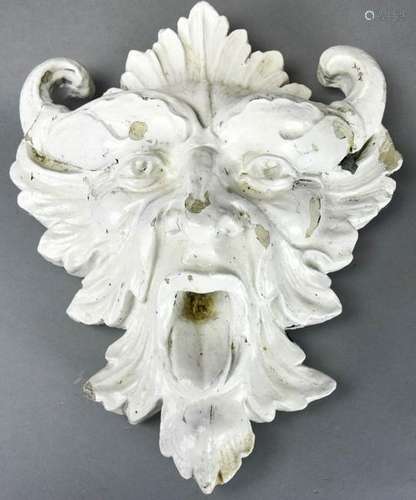 Antique Cast Stone Gargoyle Face Wall Plaque