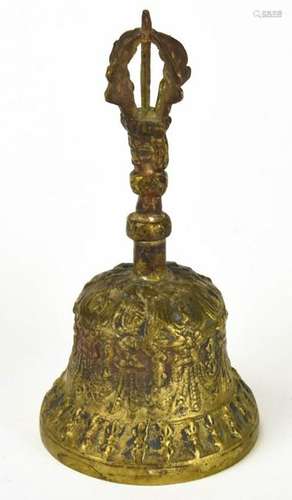 Antique Bronze Spanish Baroque Style Bell w Crown