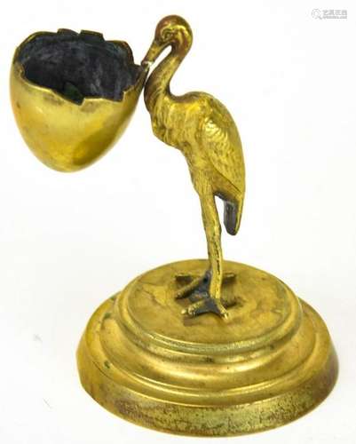 Antique Ormolu Statue of a Crane Holding an Egg