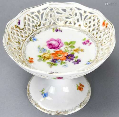 Antique German Reticulated Porcelain Compote