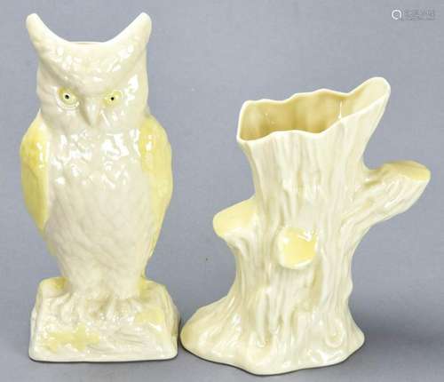 Belleek Porcelain Tree Vase & Owl Vase