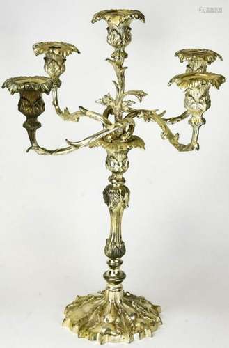 Rococo  Plated 5 Arm Candelabra