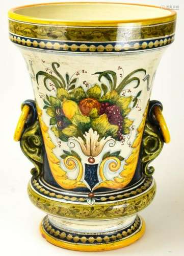 Large Italian Pottery Hand Painted Urn / Planter