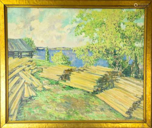 Everett Bryant Landscape Scene Oil Painting