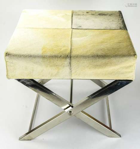 Contemporary Animal Hide Ottoman / Stool