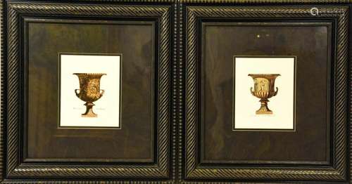 Pair Neoclassical Urn Motif Prints Framed