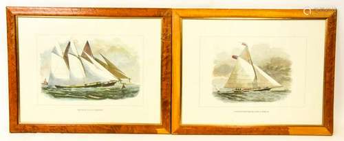 Pair Nautical Sailboat Prints Framed