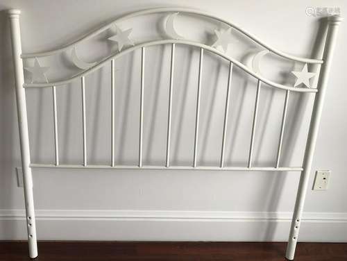 Contemporary White Star & Moon Motif Headboard