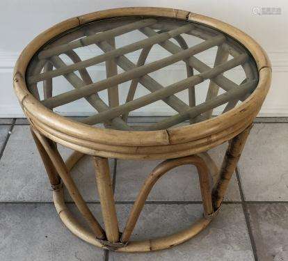Bamboo & Glass Top Drinks or Occasional Table