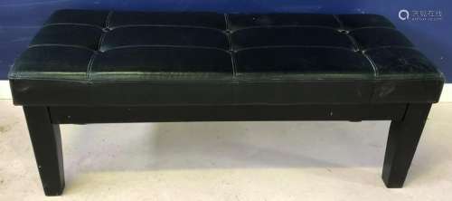 Faux Leather Green Tufted Bench
