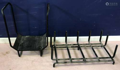 Cast Black Metal Log Grate and Log Holder