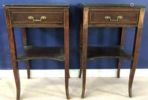 Pair Regency Style End Tables w Drawer & Shelf