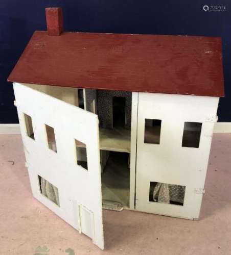 Red Roof Vintage Wood Doll House