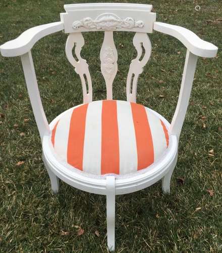 Shabby Chic Barrel Back Upholstered Corner Chair