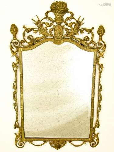 Neoclassical Style Brass Beveled Mirror