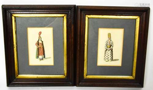 Pair Antique Portrait Lithograph in Eastlake Frame