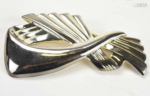 Vintage Italian Sterling Silver Ribbon Brooch